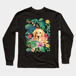 Tropical Golden Retriever Puppy 1 Long Sleeve T-Shirt